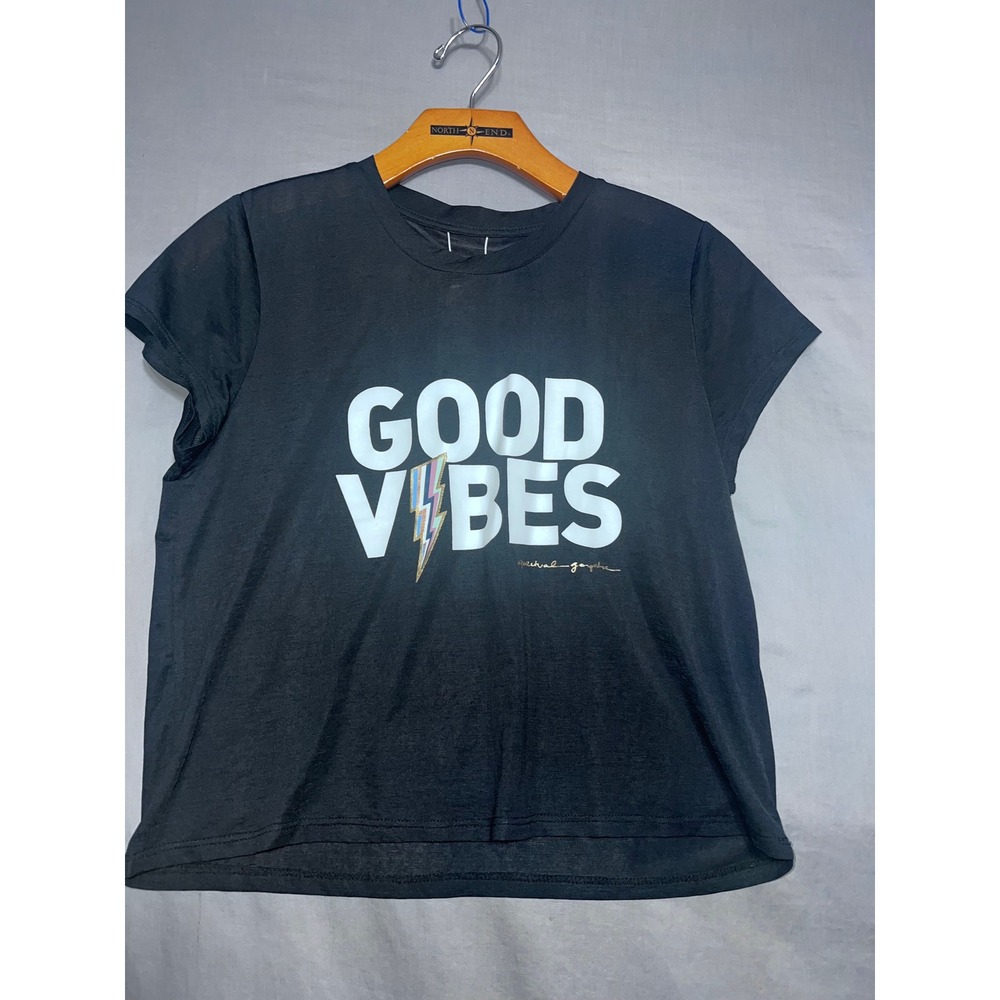 Spiritual Gangster Good Vibes Lightning Bolt Graphic Tee Black XS RN138931